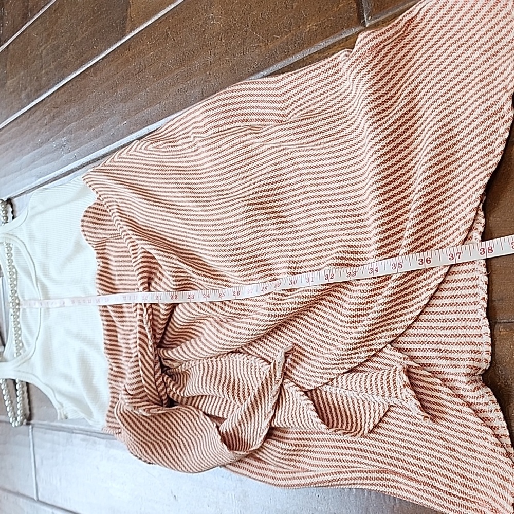 Zara Womens White Tank Top Wrap Dress Tericotta Orange Strip Sleeveless Dress - Picture 6 of 10